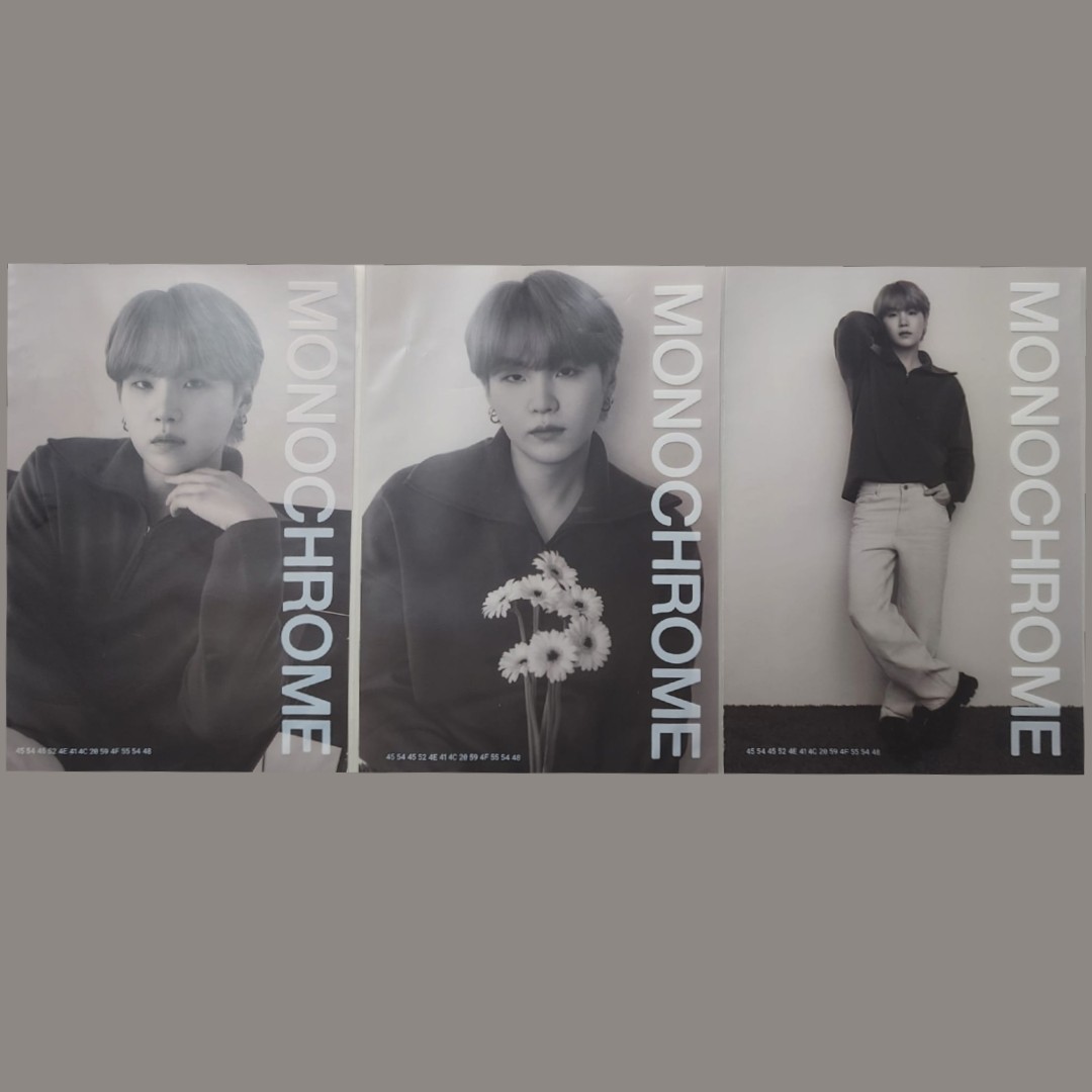 Monochrome POPUP Printed Photo Suga Ver 1,2,3 SET 