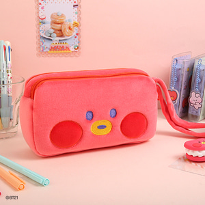 BT21 Minini TATA Plush Double Pockets Zipper Pen Pouch