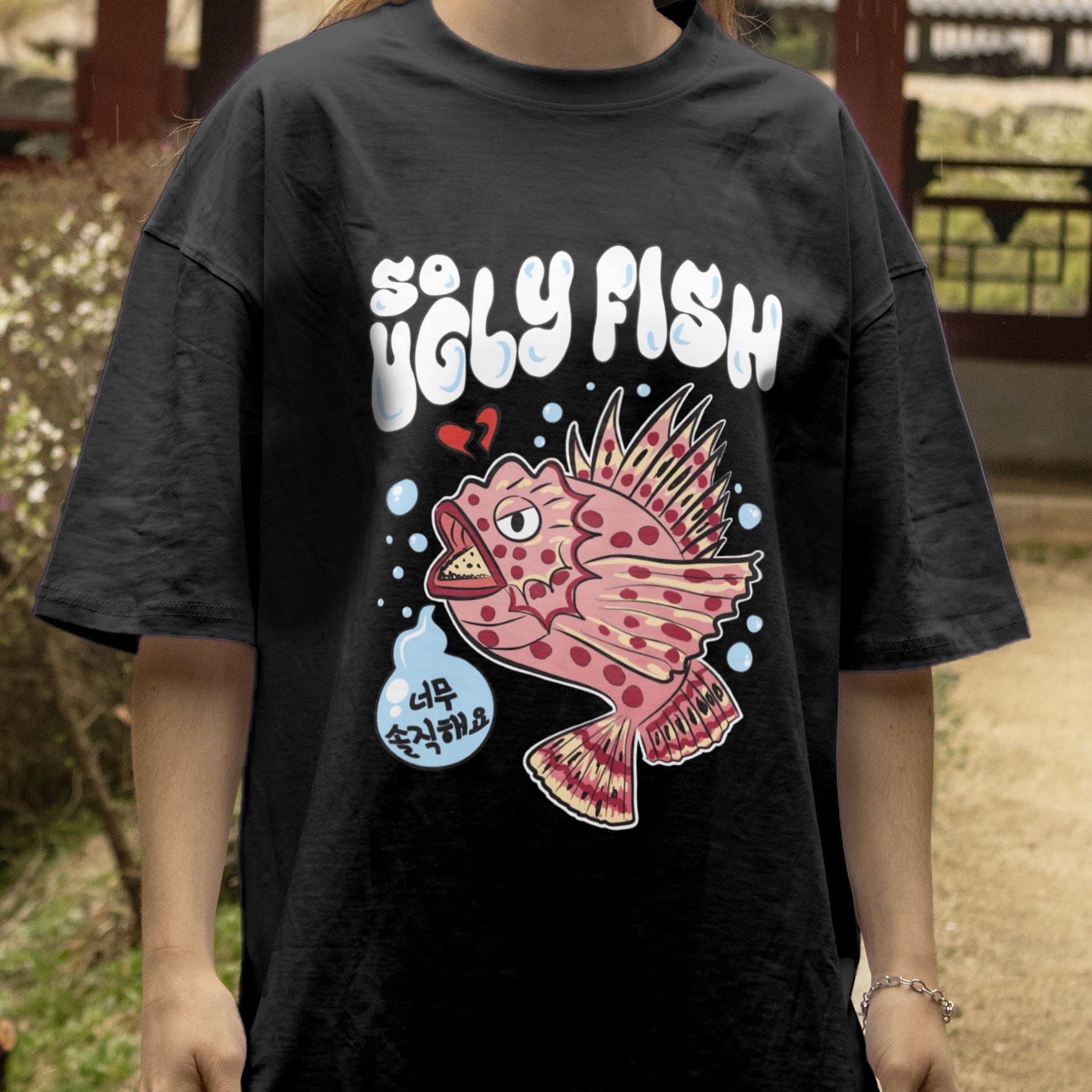 Nunchi7 - Ugly Fish Tee - BLACK - M Size
