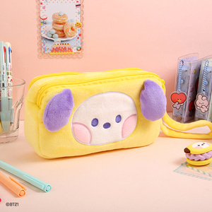 BT21 Minini CHIMMY Plush Double Pockets Zipper Pencil Case