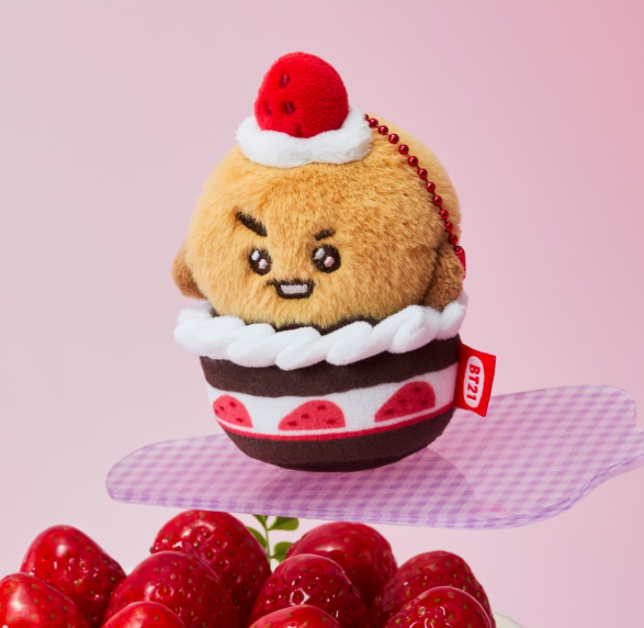BT21 Strawberry Party Strawberry Tart Doll Keyring SHOOKY