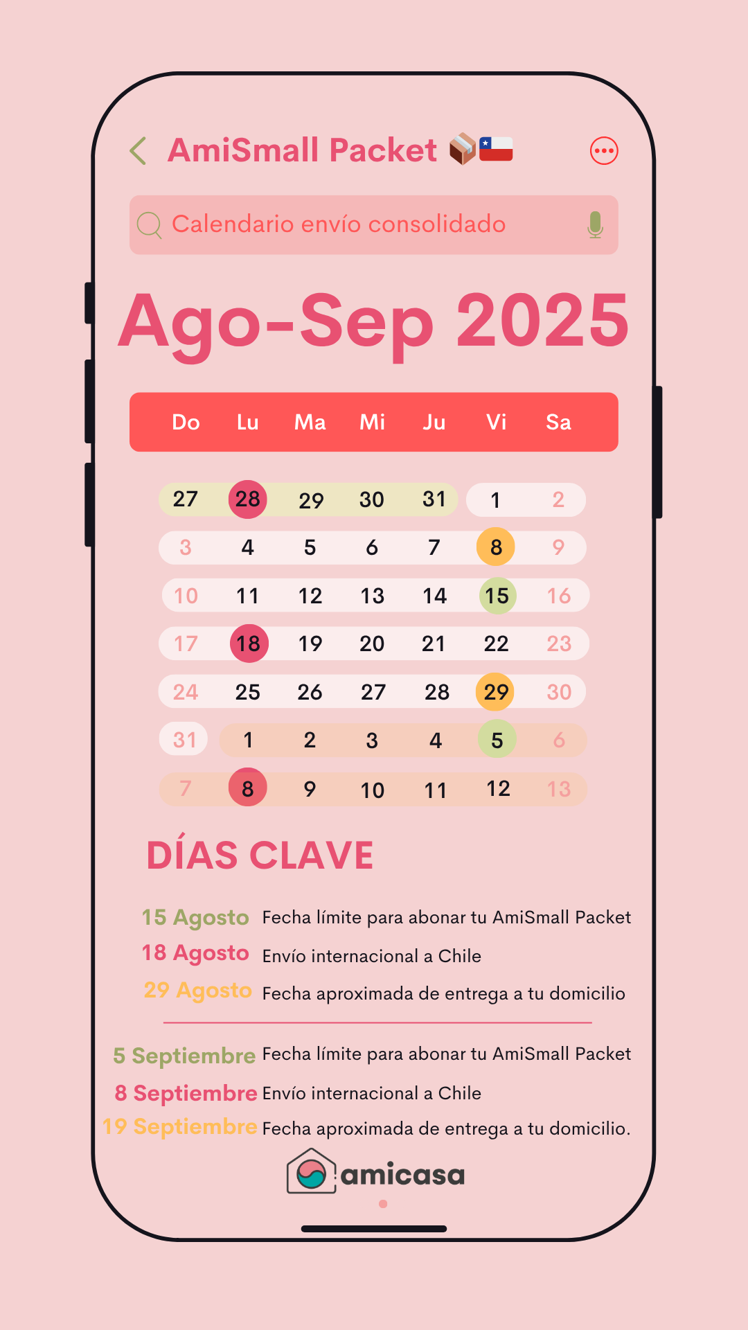 AmiSmall Packet Calendario de envio Agosto-Septiembre 2025