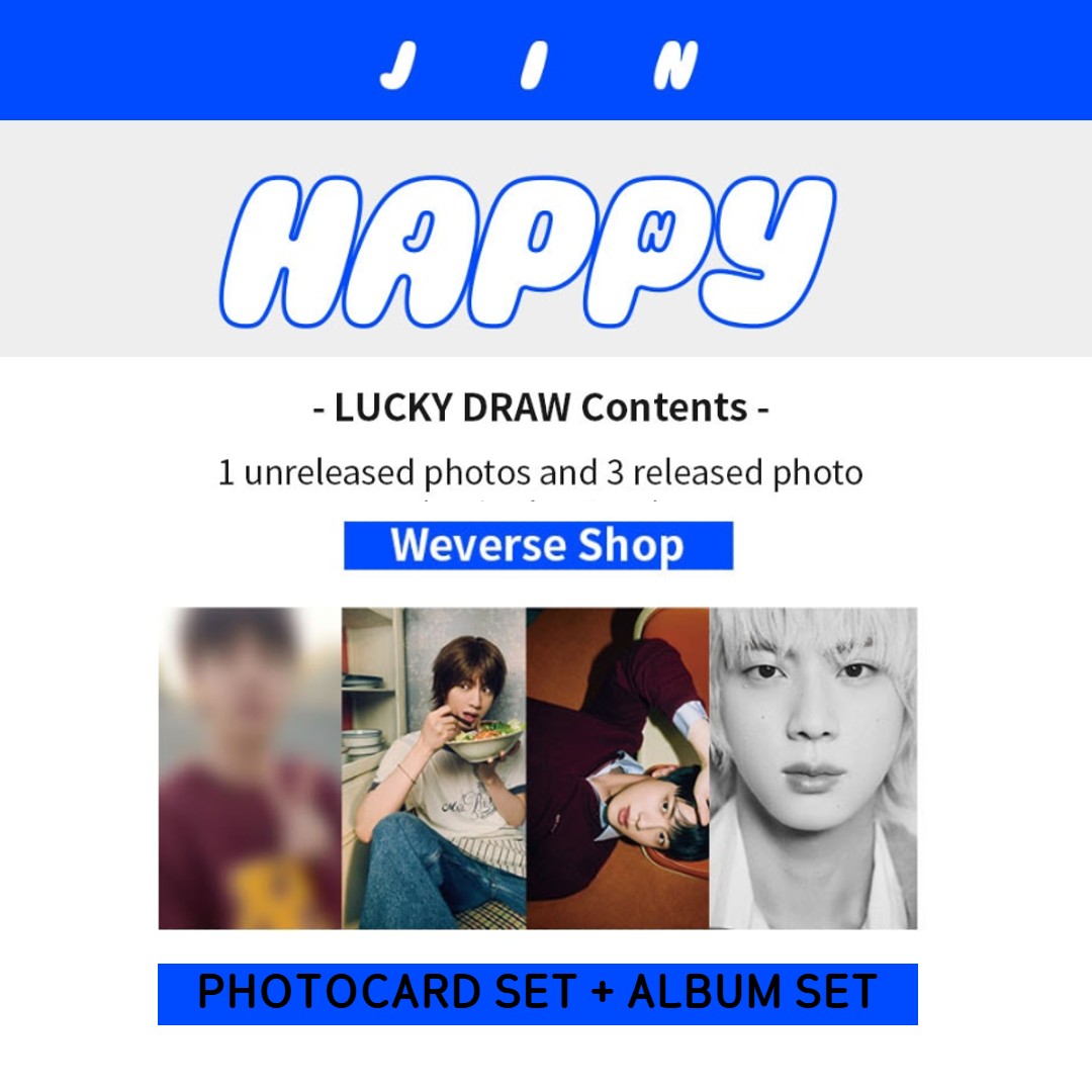 'Happy'  Lucky Draw Weverse Shop Album Set + PC Set + Weverse Ver.